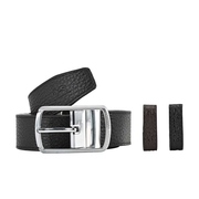 Tumbled Leather Wallet & Silver Buckle Belt Gift Set